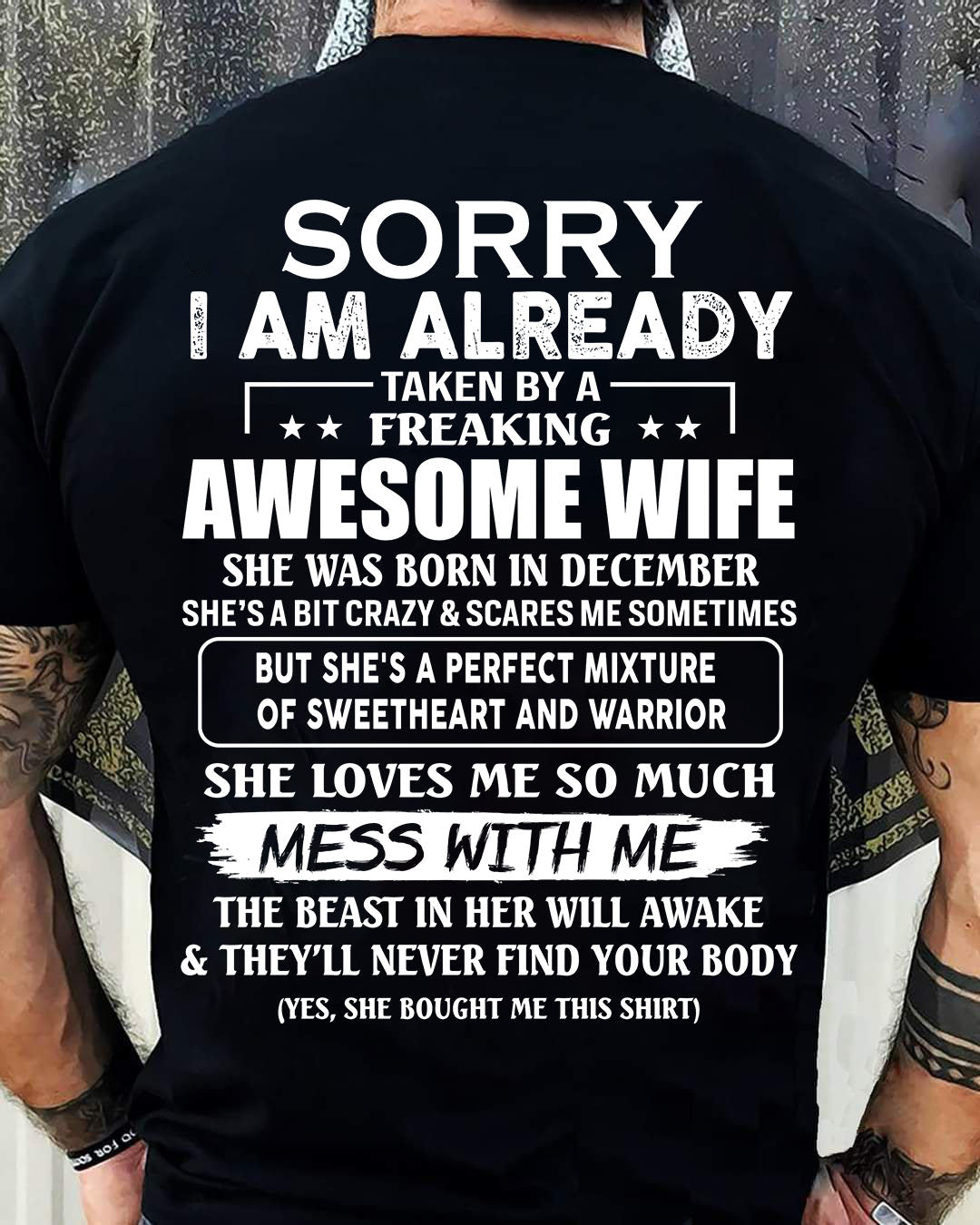 Wife December - Perfect gift for husband From Wife - NINA12 (SKU68-86-12)