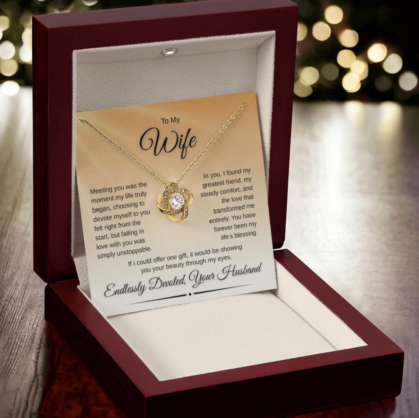 TO MY WIFE FROM HUSBAND - Premium Love Knot Necklace