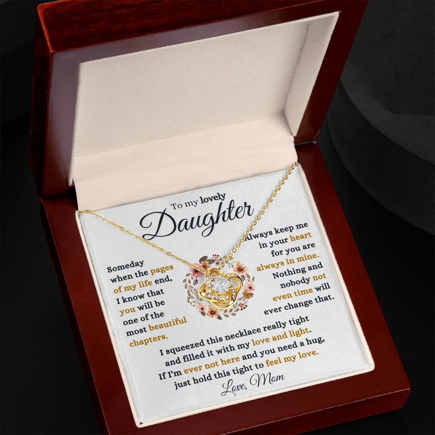 TO MY DAUGHTER FROM MOM- Premium Love Knot Necklace