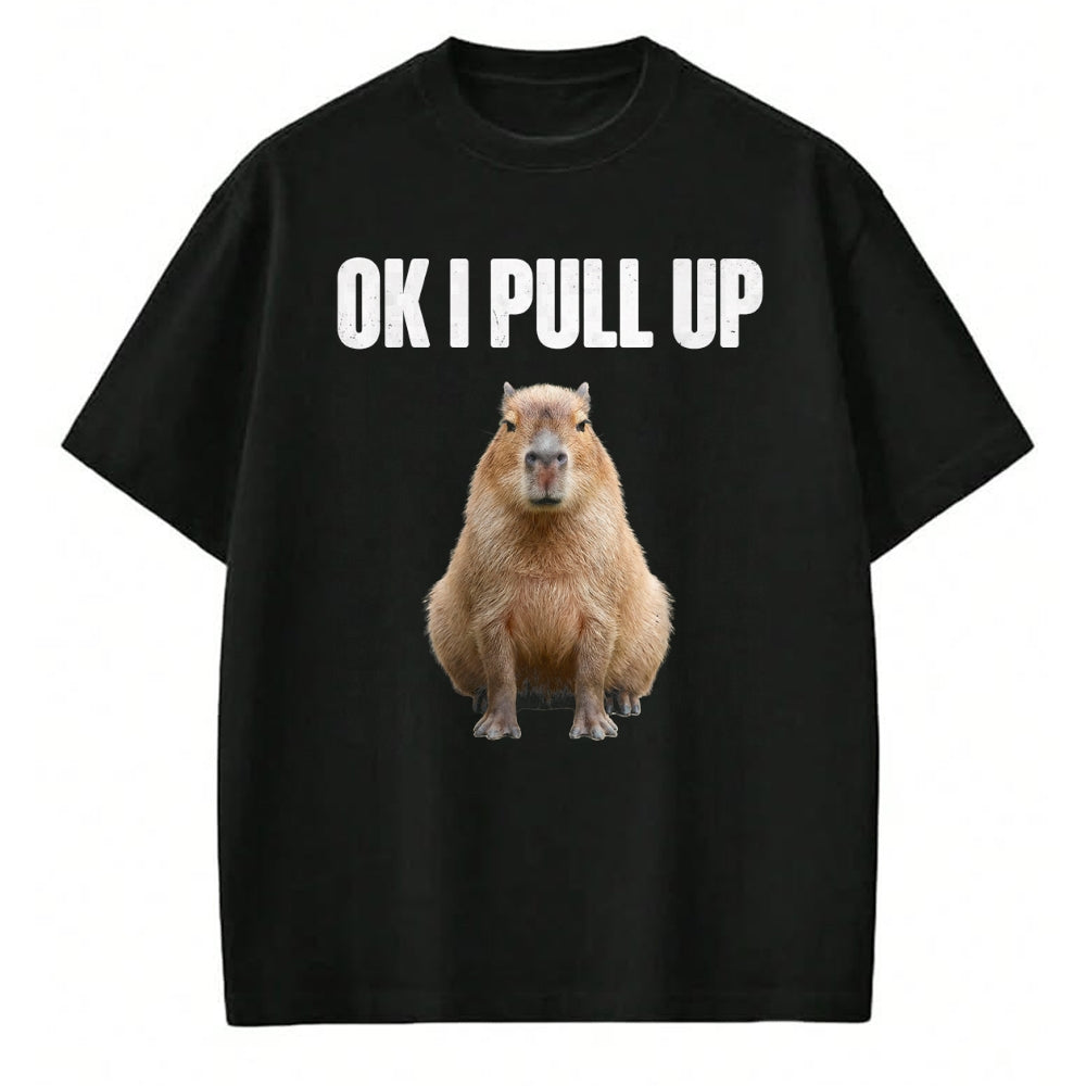 Cute Capybara Shirt, Funny Capybara Unisex T-Shirt/Hoodie/Sweatshirt HLT00 - OK I Pull Up Capybara Meme Funny Chill Capy Lover Tee T-Shirt