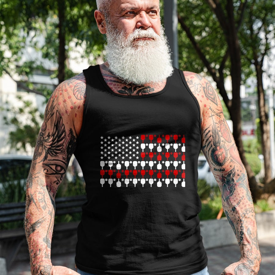 Funny Pickleball Shirt, Pickleball Lover Unisex T-Shirt/Hoodie/Sweatshirt HLT00 - Vintage USA Flag Pickleball Lovers Paddles Pickleball Player T-Shirt, Men, Black, 3X-Large