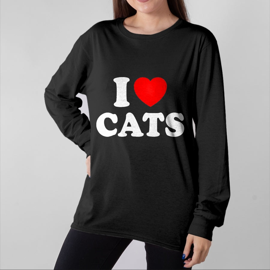 Cat Love Shirt, Funny Cat Lover Gift UnisexT-Shirt/Hoodie/Sweatshirt HLT00 - I Love Cats I Heart Cats T-Shirt, Men, Black, Small