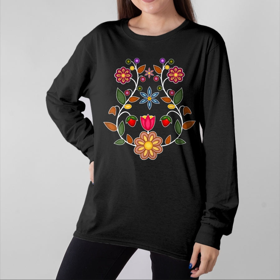 Native American T-Shirts, Vintage Native American Unisex T-Shirt/Hoodie/Sweatshirt HLT00 - Ojibwe Floral Native Wild Flowers Indigenous Cute Botanical (1)