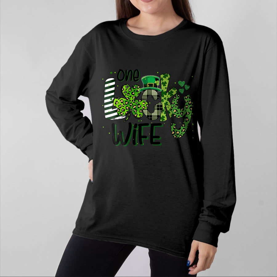 Best Wife Shirt, Wife and Husband Unisex T-Shirt/Hoodie/Sweatshirt HLT00 - Gift for wife T shirt, lucky wife One Lucky Wife St Patricks Day Mom Mother Shamrock Leopard T-Shi