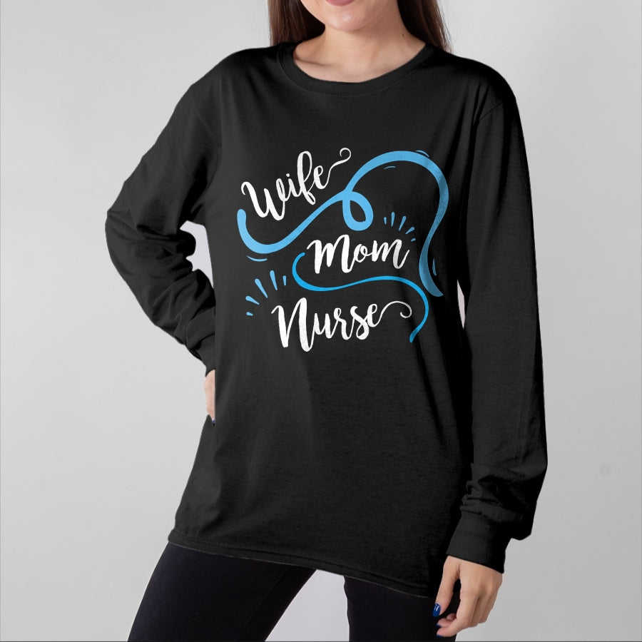 Funny Nurse Shirt, Nurse Unisex T-Shirt/Hoodie/Sweatshirt HLT00 - Wife Mom Nurse T Shirt for Nurses (LPN, BSN, RN, NP) (1)