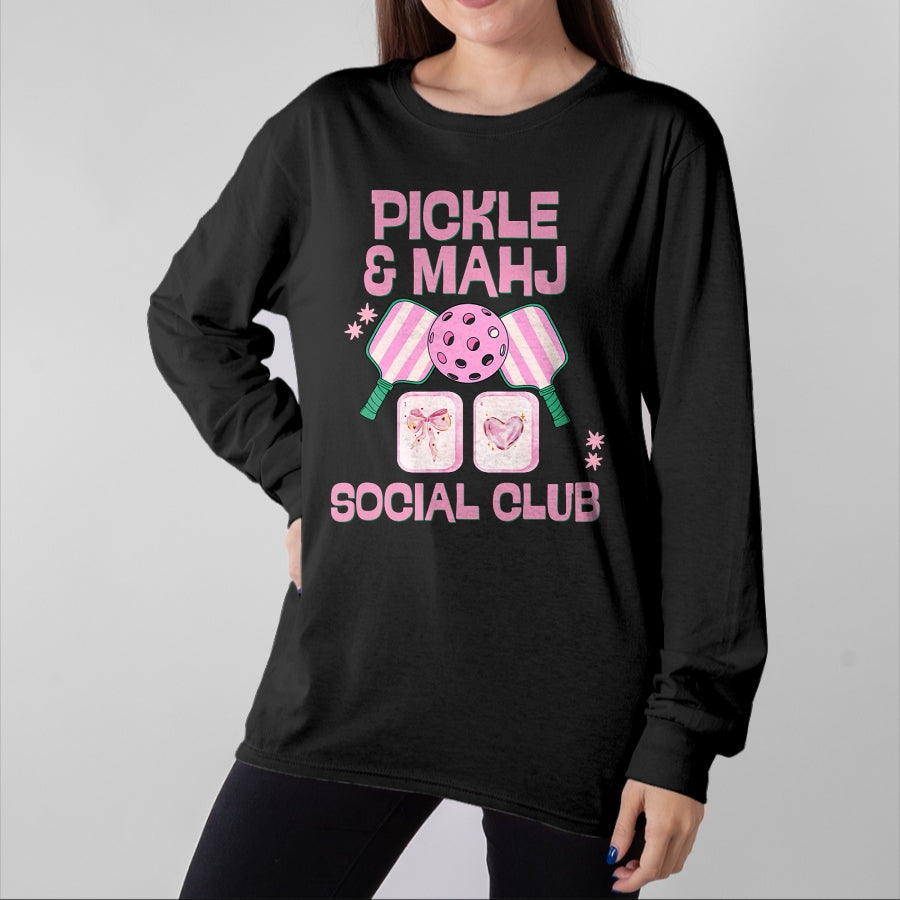 Funny Pickleball Shirt, Pickleball Lover Unisex T-Shirt/Hoodie/Sweatshirt HLT00 - Pickle and Mahj Mahjong and Pickleball Social Club mah Jong T-Shirt