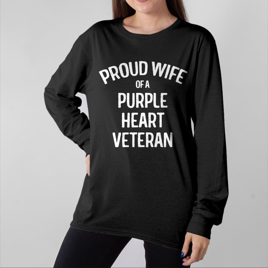 Best Wife Shirt, Wife and Husband Unisex T-Shirt/Hoodie/Sweatshirt HLT00 - Gift for wife T shirt, lucky wife Wife of Purple Heart Veteran Shirt Proud Military Family T-Shirt
