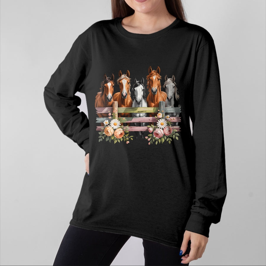 Best Horse Lover Shirt , Funny Horse UnisexT-Shirt/Hoodie/Sweatshirt HLT00 - Wild Floral Horses For Men Women Kids Horse Lover T-Shirt