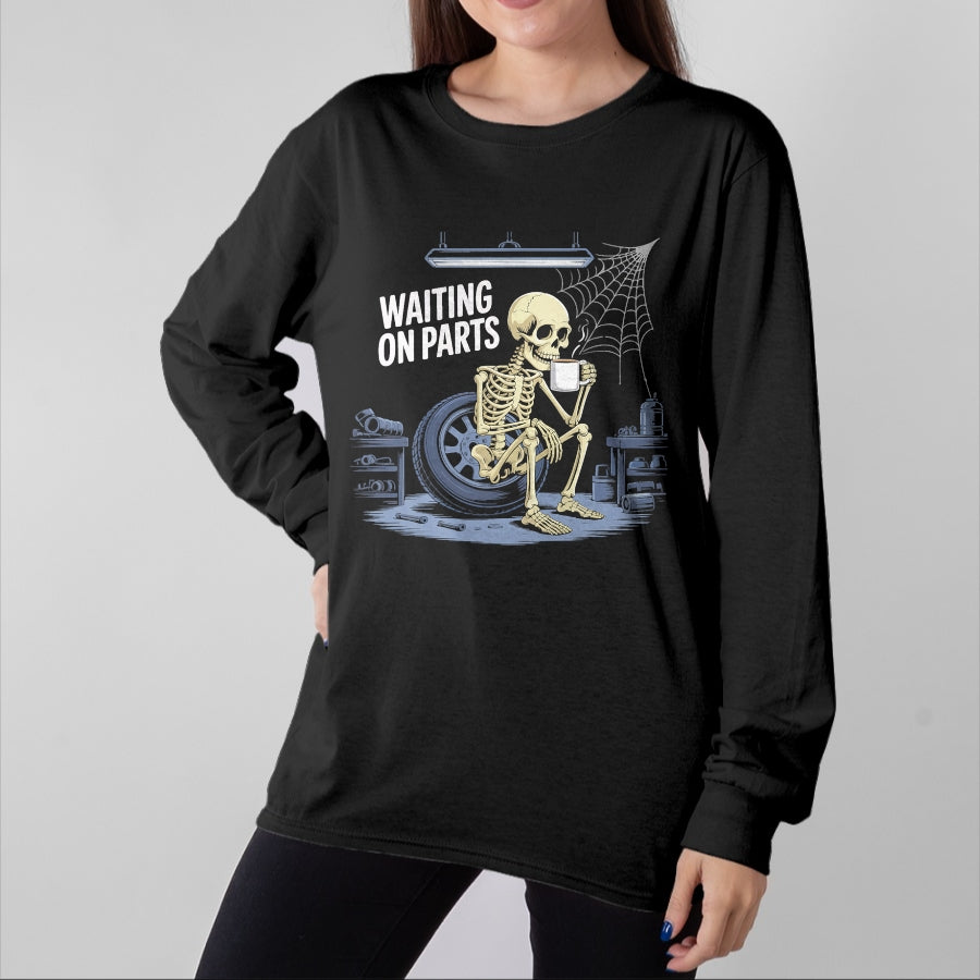 Best Mechanic Life Shirt, Funny Mechanic UnisexT-Shirt/Hoodie/Sweatshirt HLT00 - Funny Waiting On Parts Mechanic Skeleton Auto Repair Life T-Shirt (1)