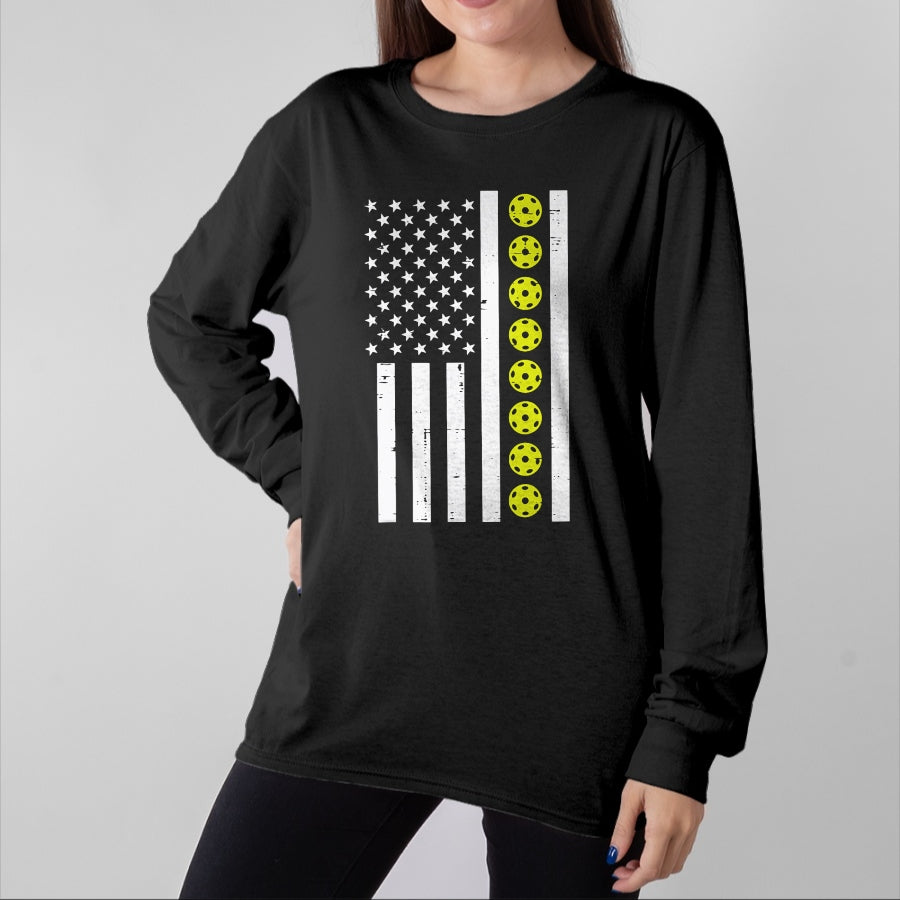 Funny Pickleball Shirt, Pickleball Lover Unisex T-Shirt/Hoodie/Sweatshirt HLT00 - Pickle Ball US Flag Pickleball Patriotic Men Women Kids Boys T-Shirt