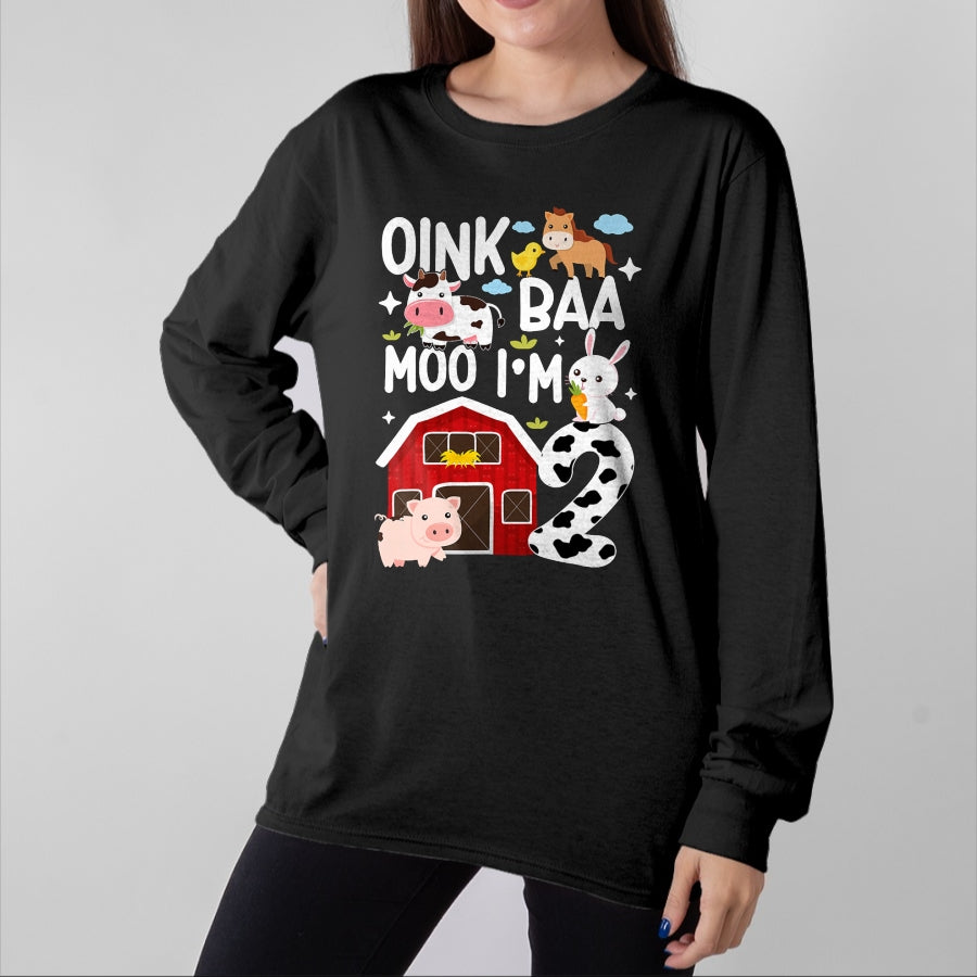 Best Farmer Life Shirt, Funny Farmer UnisexT-Shirt/Hoodie/Sweatshirt HLT00 - Oink Baa Moo I'm 2 Farm Theme Birthday 2 Year Old Party T-Shirt