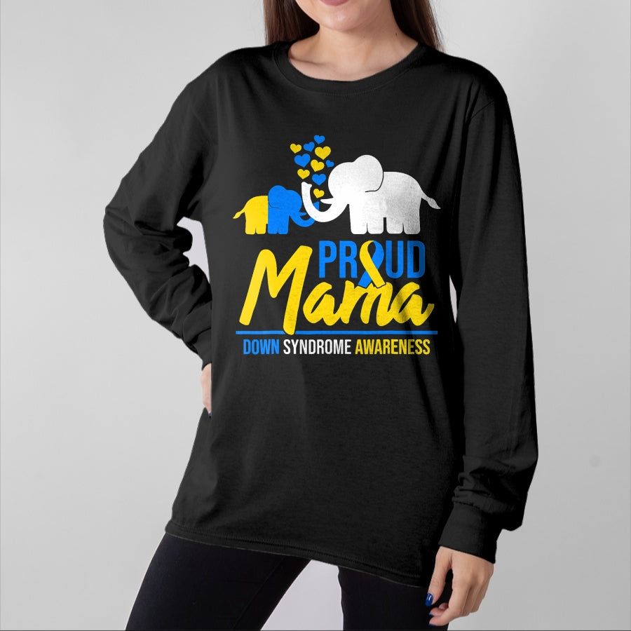 Gift for Mom Shirt, Funny Mom Unisex T-Shirt/Hoodie/Sweatshirt HLT00 - Proud Bear Mama Down Syndrome Awareness Women T21 Mom T-Shirt