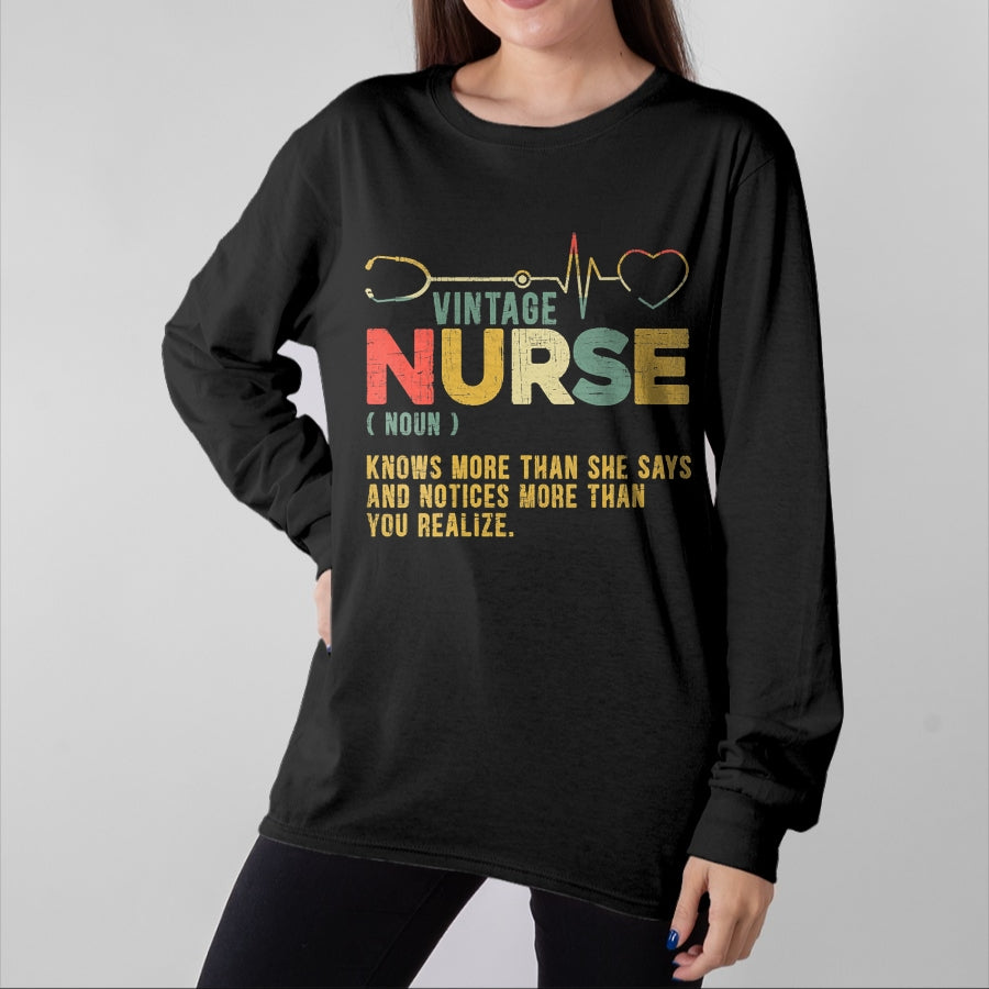 Funny Nurse Shirt, Nurse Unisex T-Shirt/Hoodie/Sweatshirt HLT00 - Womens Vintage Nurse Definition Hospital Medical Registered Nursing V-Neck T-Shirt