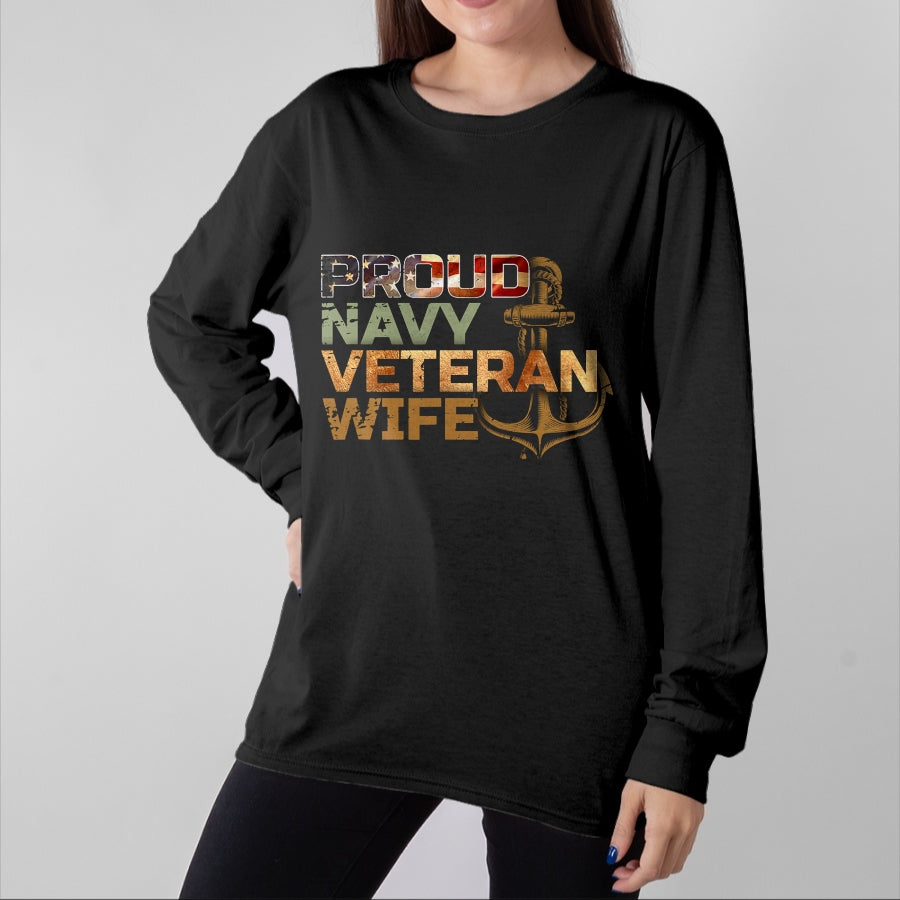Proud Veteran Shirt, Funny Veteran UnisexT-Shirt/Hoodie/Sweatshirt HLT00 - Proud Veteran_s Wife USA American Flag Patriotic T-Shirt