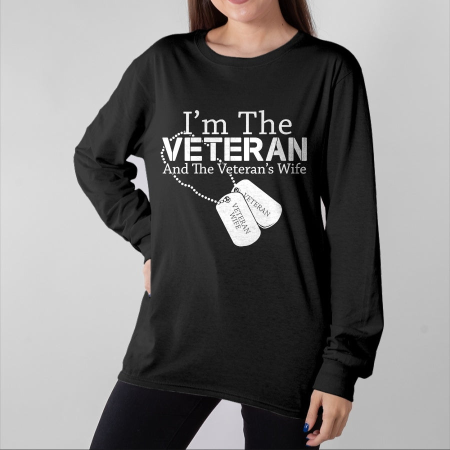 Proud Veteran Shirt, Funny Veteran UnisexT-Shirt/Hoodie/Sweatshirt HLT00 - Womens I Am The Veteran Veterans Day US Military Patriotic V-Neck T-Shirt