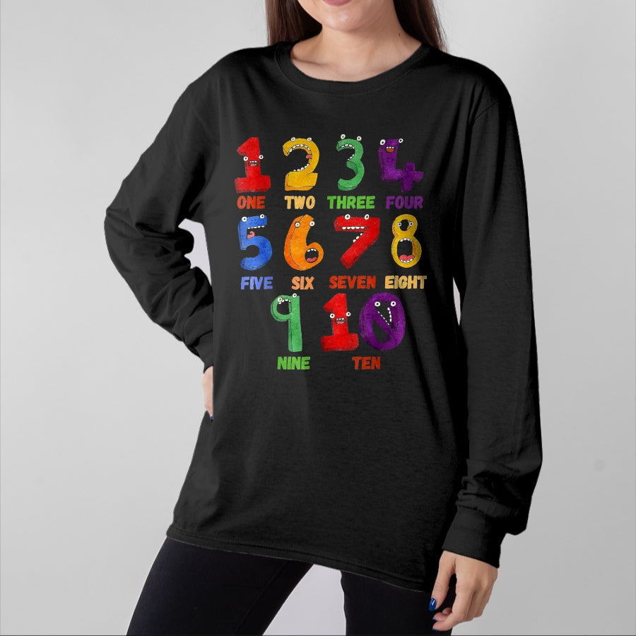 Best Student Shirt, Funny Back To School UnisexT-Shirt/Hoodie/Sweatshirt HLT00 - Learning Math Numbers Counting Funny Back to School Teacher T-Shirt, Women, Black, Small