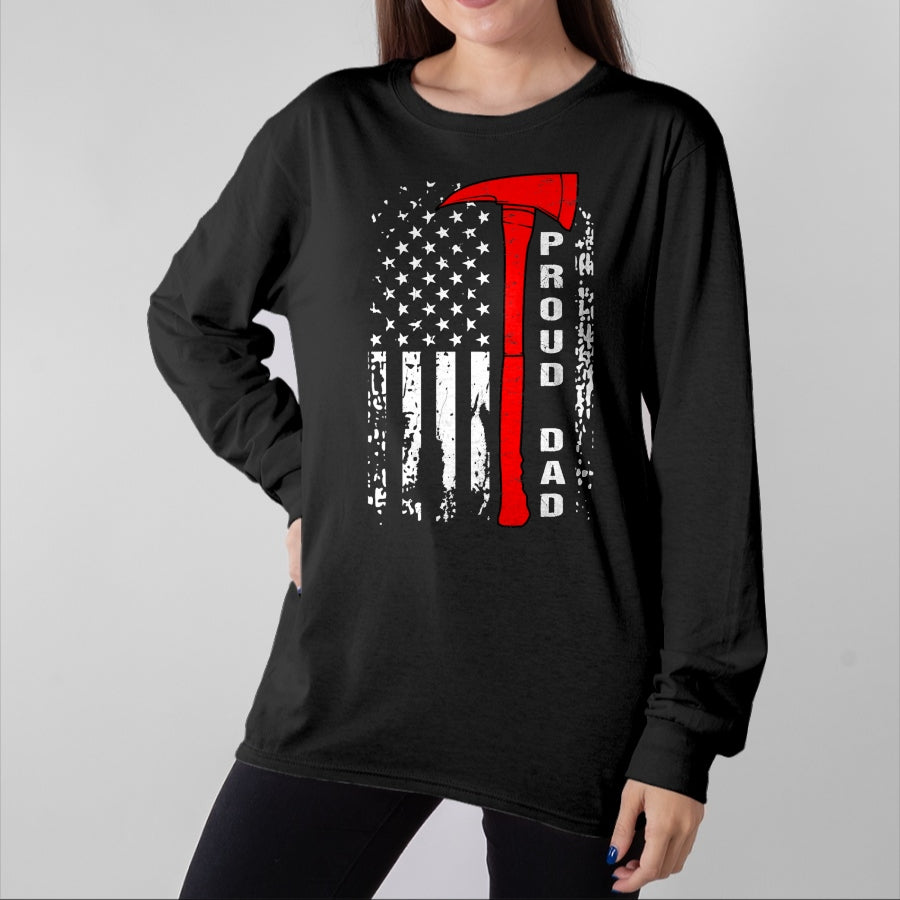 Gift for Dad Shirt, Funny Dad Unisex T-Shirt/Hoodie/Sweatshirt HLT00 – Firefighter Dad Shirt Proud Dad of Brave Firefighter T-Shirt