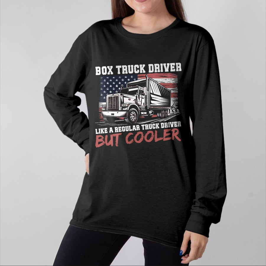 Best Truck Driver Life Shirt, Funny Trucker UnisexT-Shirt/Hoodie/Sweatshirt HLT00 - Truck Driver Construction Site US Flag Box Truck T-Shirt