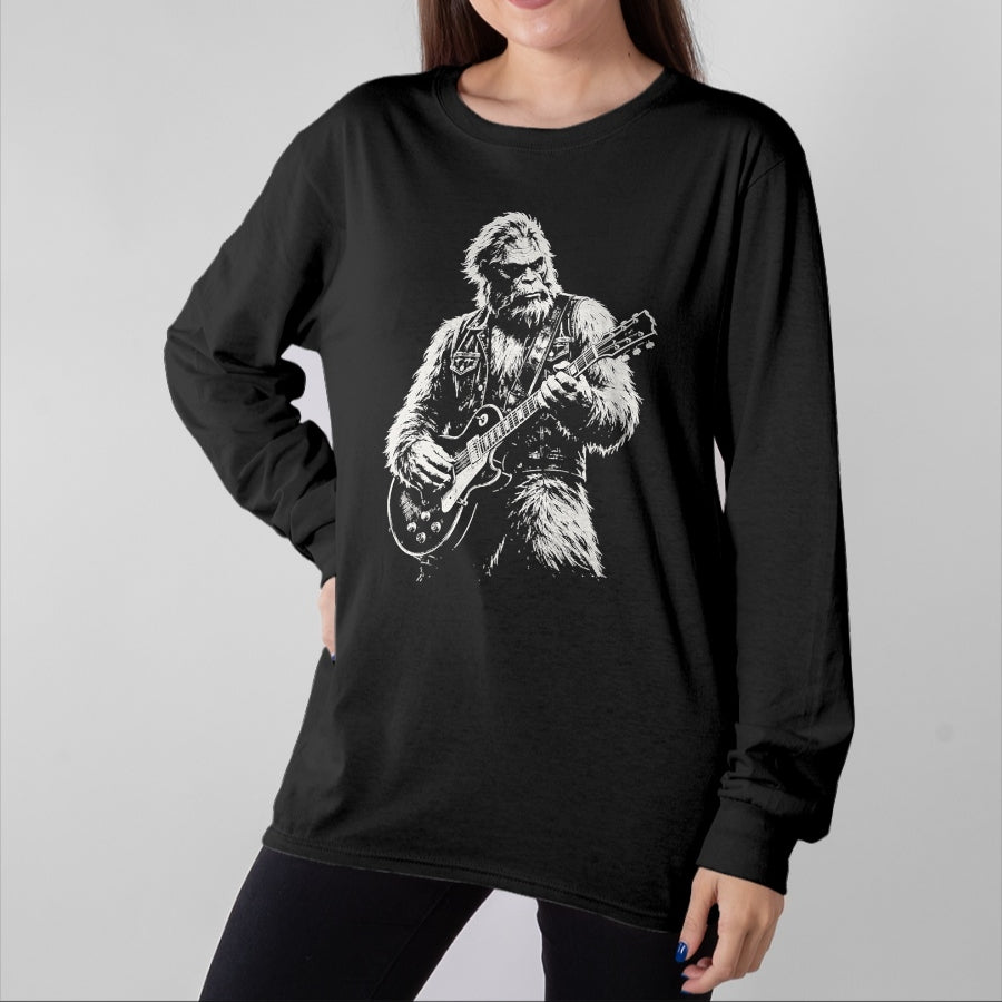 Guitar Lover Shirt, Funny Guitar UnisexT-Shirt/Hoodie/Sweatshirt HLT00 - Vintage Bigfoot Playing Guitar Funny Sasquatch Rock Music T-Shirt (1)
