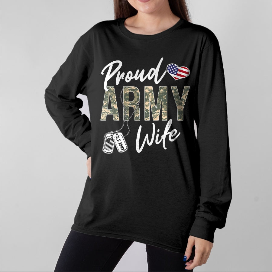 Best Wife Shirt, Wife and Husband Unisex T-Shirt/Hoodie/Sweatshirt HLT00 - Gift for wife T shirt, lucky wife Proud Army Wife Army Graduation Wife US Army Wife Gifts T-Shirt