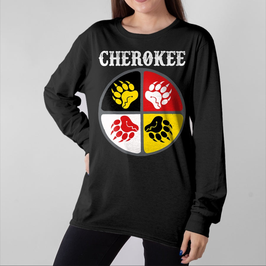 Native American T-Shirts, Vintage Native American Unisex T-Shirt/Hoodie/Sweatshirt HLT00 - Cherokee Tribe Native American Medicine Wheel