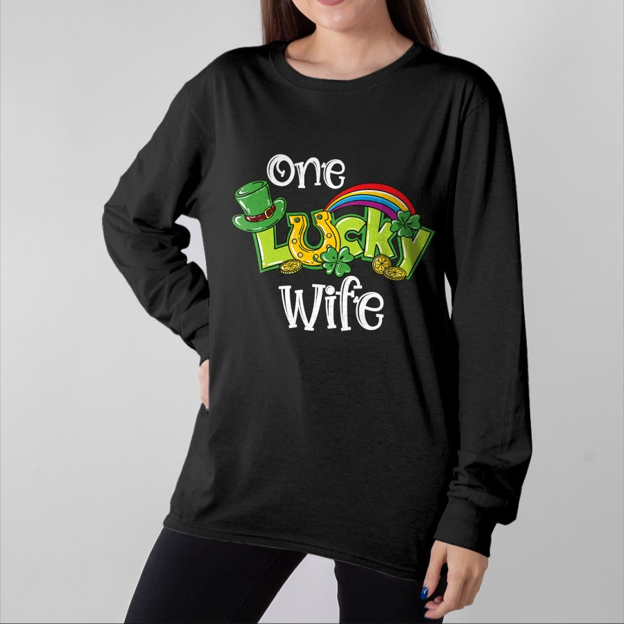 Best Wife Shirt, Wife and Husband Unisex T-Shirt/Hoodie/Sweatshirt HLT00 - Gift for wife T shirt, lucky wife One Lucky Wife St Patricks Day Shirt One Lucky Wife T-Shirt (1)