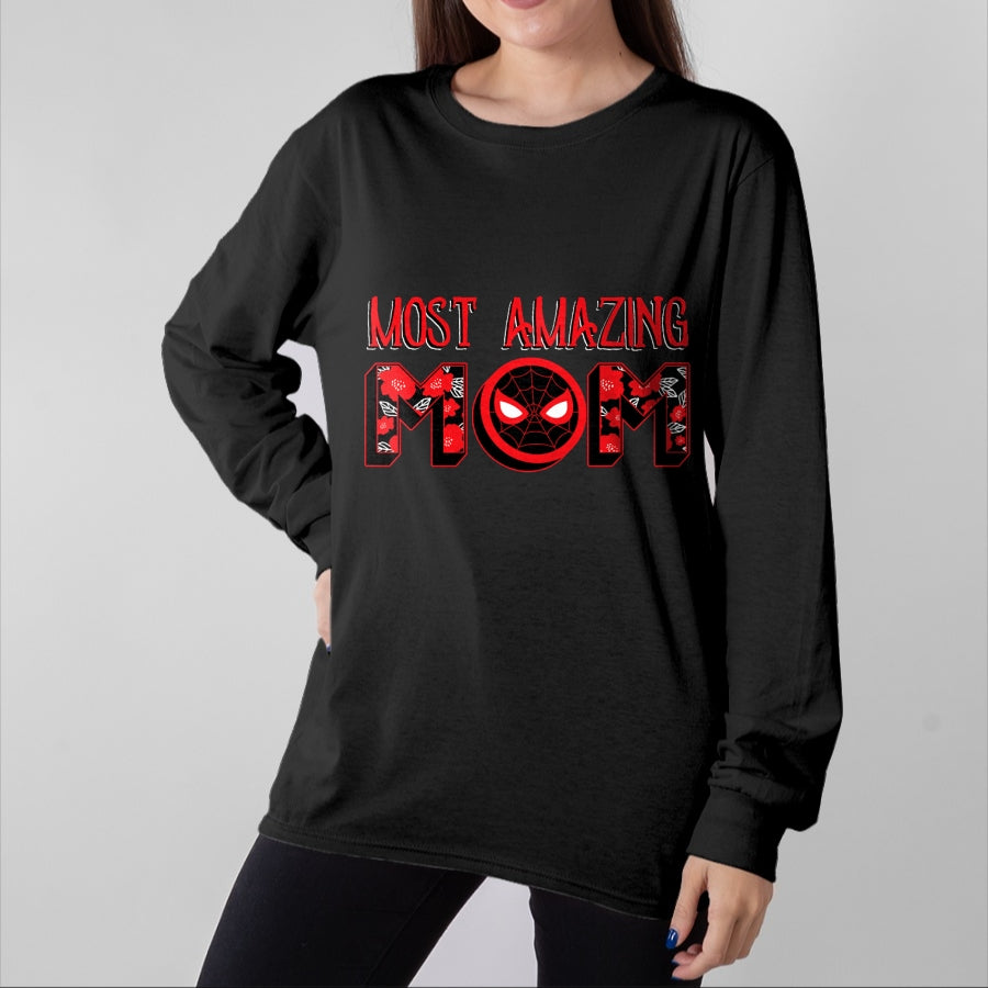 Gift for Mom Shirt, Funny Mom Unisex T-Shirt/Hoodie/Sweatshirt HLT00 - Marvel Mothers Day Spider-Man Most Amazing Mom Chest Logo T-Shirt
