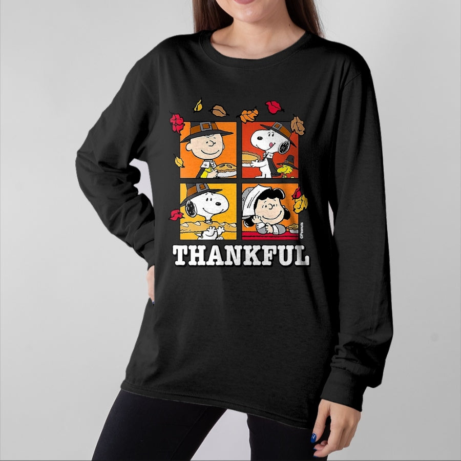Best Thanksgiving Family Shirt , Funny Thanksgiving UnisexT-Shirt/Hoodie/Sweatshirt HLT00 - Peanuts - Peanuts - Snoopy Charlie Brown Lucy Thankful T-Shirt, Men, Black, 3X-Large