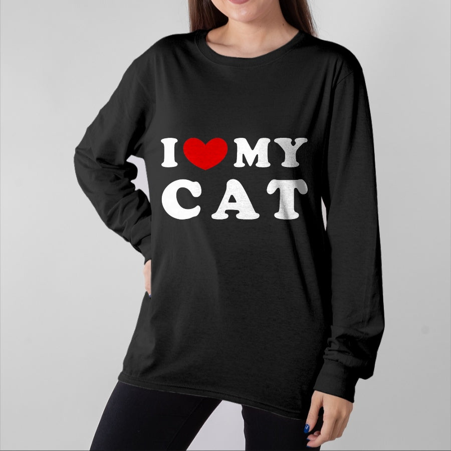 Cat Love Shirt, Funny Cat Lover Gift UnisexT-Shirt/Hoodie/Sweatshirt HLT00 - I Love My Cat, I Heart My Cat T-Shirt, Men, Black, 3X-Large