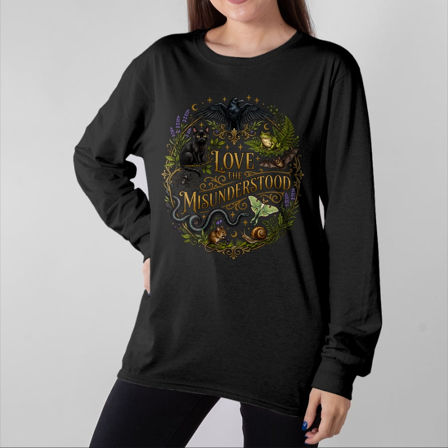 Cat Love Shirt, Funny Cat Lover Gift UnisexT-Shirt/Hoodie/Sweatshirt HLT00 - Love The Misunderstood Bat Raven Black Cat Snake Frog Moth T-Shirt