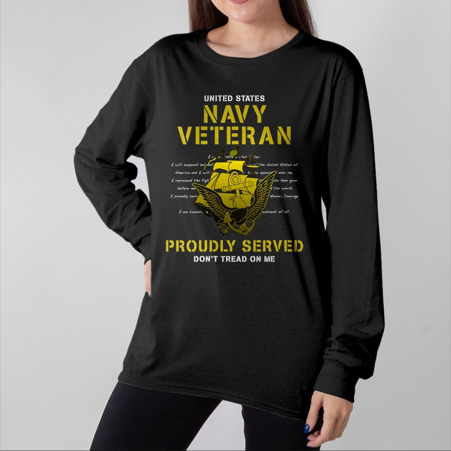 Proud Veteran Shirt, Funny Veteran UnisexT-Shirt/Hoodie/Sweatshirt HLT00 - Womens Navy Veteran Proudly Served V-Neck T-Shirt