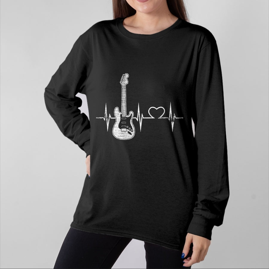 Guitar Lover Shirt, Funny Guitar UnisexT-Shirt/Hoodie/Sweatshirt HLT00 - Vintage Guitarist Love Music Heart Gifts Heartbeat Guitar T-Shirt