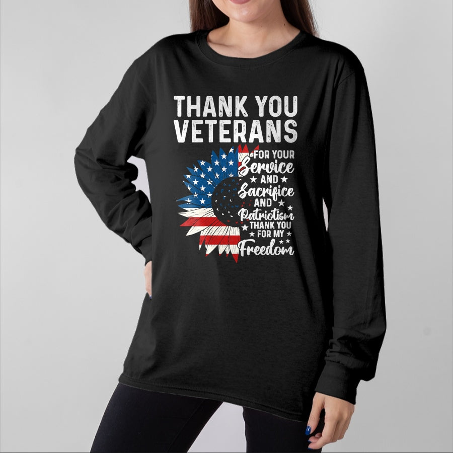 Proud Veteran Shirt, Funny Veteran UnisexT-Shirt/Hoodie/Sweatshirt HLT00 - Womens Thank You Veterans for Your Service and Sacrifice US Veteran V-Neck T-Shirt