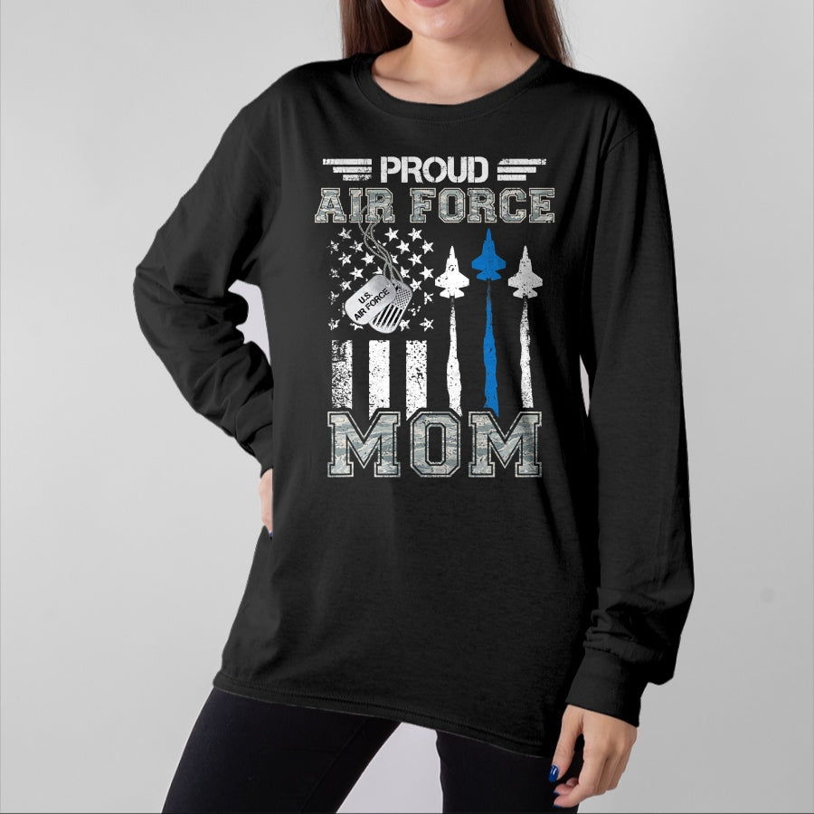 Gift for Mom Shirt, Funny Mom Unisex T-Shirt/Hoodie/Sweatshirt HLT00 - Proud Air Force Mom US Air Force Graduation Mom Gifts T-Shirt