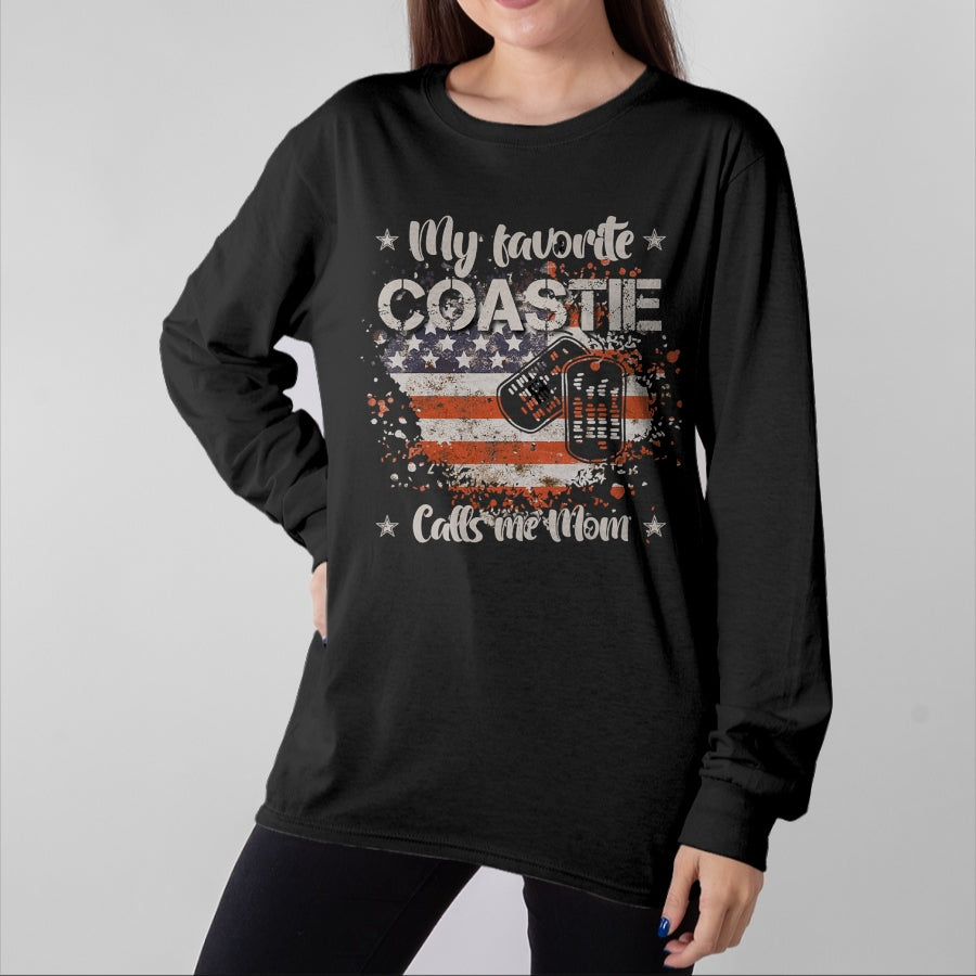 Gift for Mom Shirt, Funny Mom Unisex T-Shirt/Hoodie/Sweatshirt HLT00 - My Favorite Coastie Calls Me Mom Proud Coast Guard Mom T-Shirt