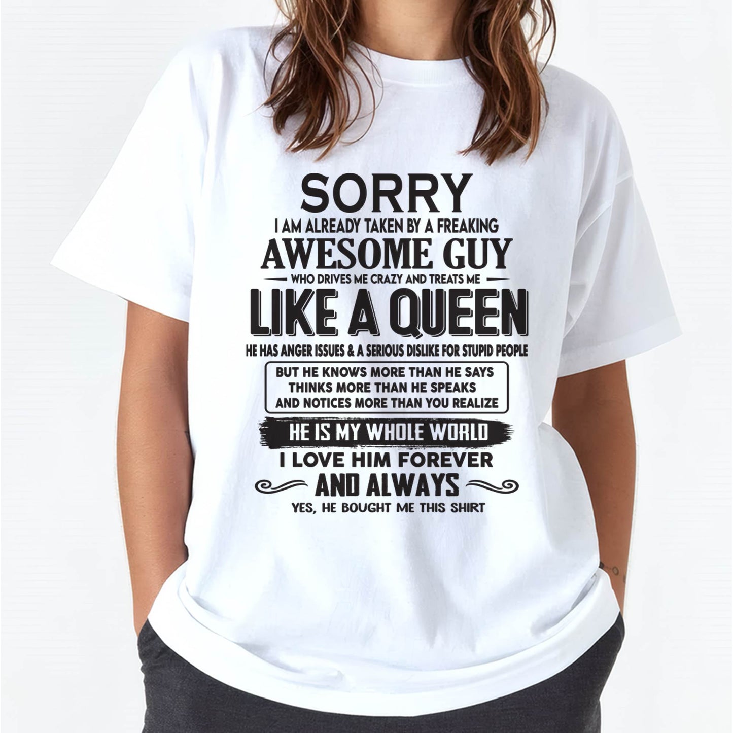 Sorry I am already taken by a freaking awesome guy - Gift for Wife From Husband - NINA00 (SKU08-25-00)