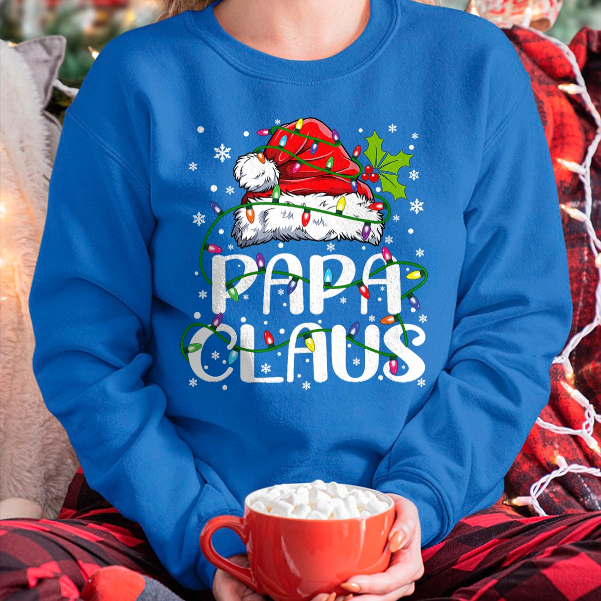 Papa Claus Christmas Lights Pajama Family Matching T-Shirt - Christmas Unisex T-Shirt/Hoodie/Sweatshirt - NINA00