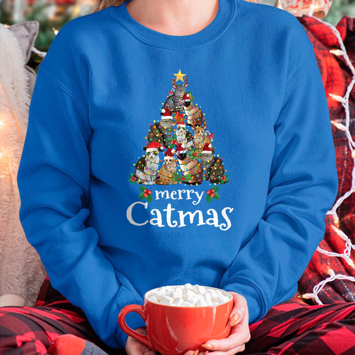Merry Catmas Funny Cat Mom Cat Dad Christmas Cat T-Shirt - Christmas Unisex T-Shirt/Hoodie/Sweatshirt - NINA00