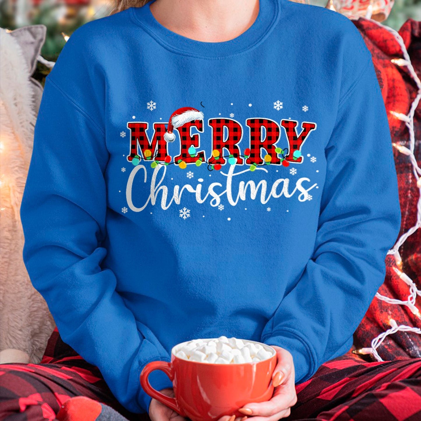 Merry Christmas Buffalo Plaid Red Santa Family Xmas Pajamas T-Shirt (SKU-MRCM-15) FMA