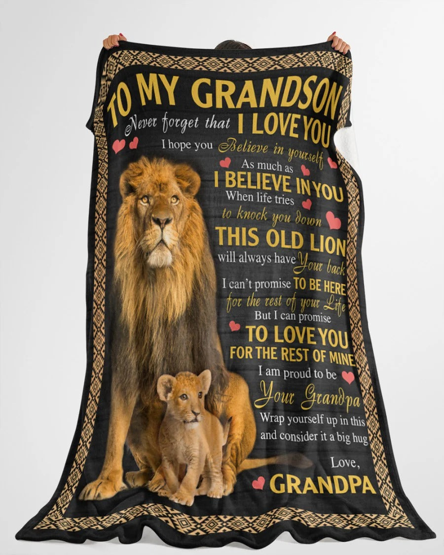 BLANKET FOR GRANDSON – COMFORT & WARMTH GIFT FROM GRANDPA Sherpa Fleece Quilt Blanket NINA00 (SKUB09-113)