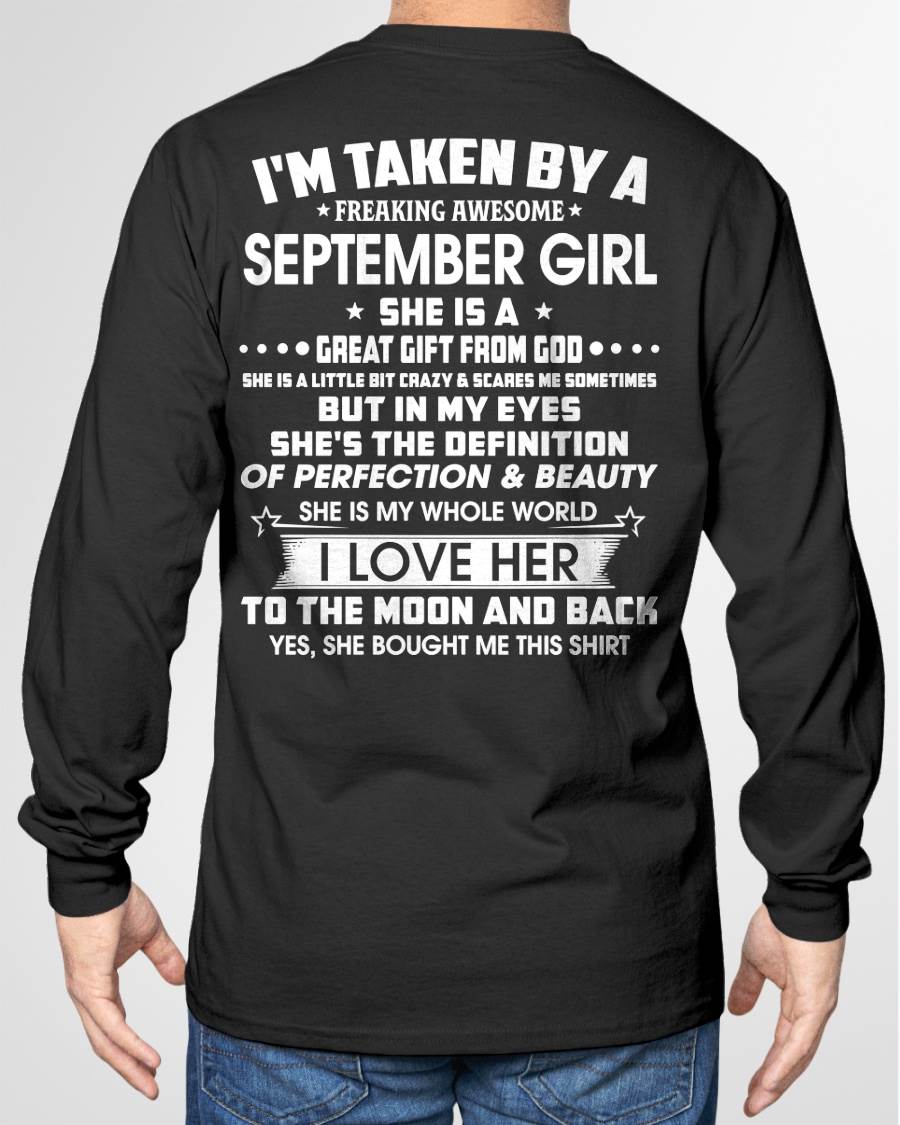 SEPTEMBER – I'M TAKEN BY A FREAKING AWESOME SEPTEMBER GIRL SHE IS A GREAT GIFT FROM GOD – FROM WIFE – NINA09 (SKU26T-01259-09)