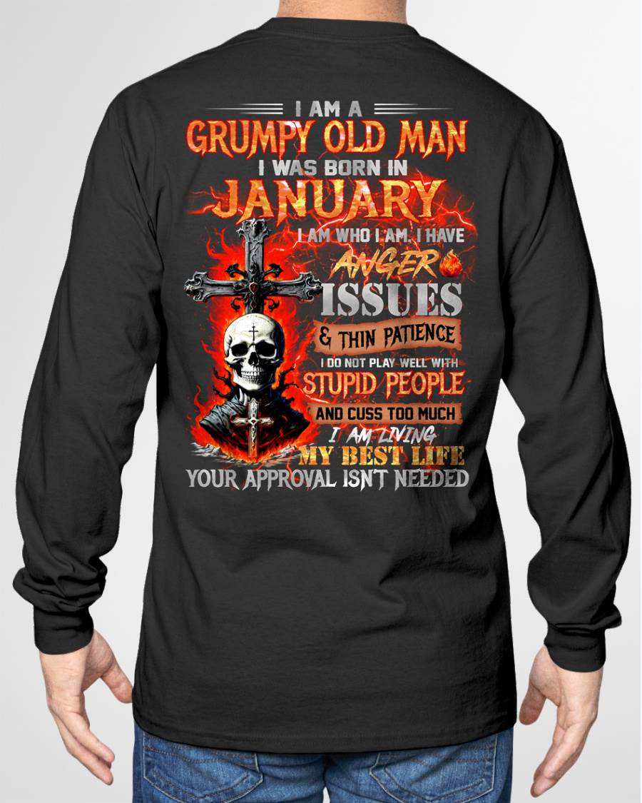 JANUARY – I DO NOT PLAY WELL WITH STUPID PEOPLE AND I CUSS TOO MUCH – MAN TEE - NINA01 (SKU12-319-01)