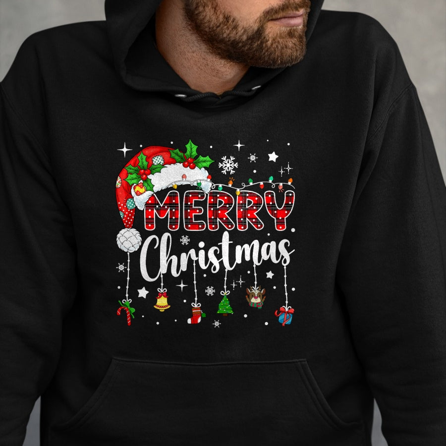 Merry Christmas Red Santa Hat Reindeer Xmas Matching Family T-Shirt - Christmas Unisex T-Shirt/Hoodie/Sweatshirt - NINA00