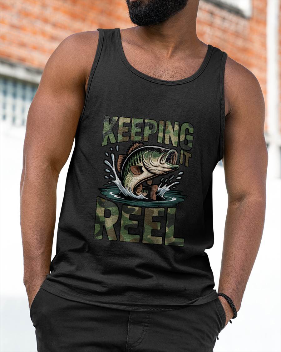 Fishing Camo Bass Fish Keeping Reel Jokes T-Shirt