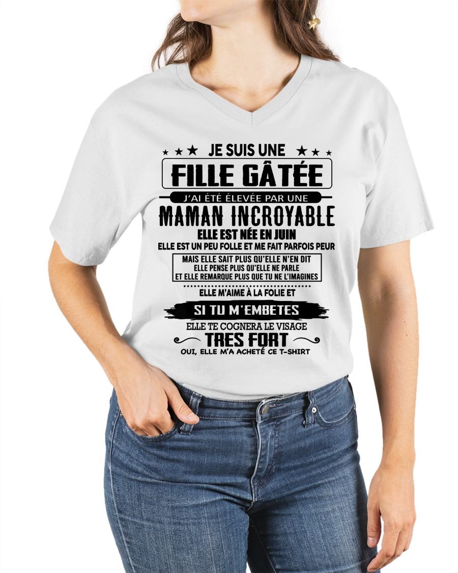 JUIN - T-SHIRT JE SUIS UNE FILLE CHANCEUSE – CADEAU TOUCHANT DE MAMAN INCROYABLE - frNINA06 (SKU26T-0190-06)