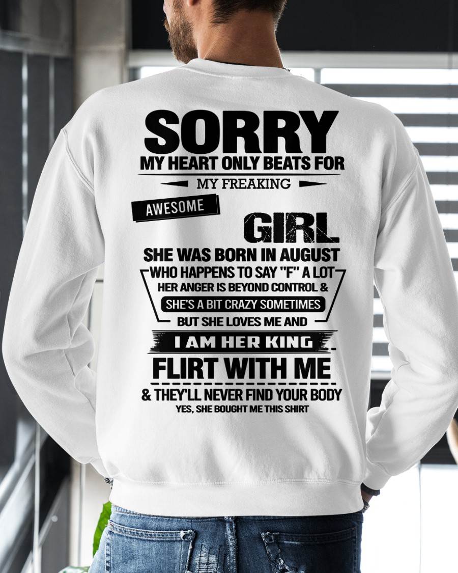 AUGUST - SORRY MY HEART ONLY BEATS FOR MY FREAKING AWESOME GIRL - FROM WIFE - NINA08 (SKU26T-01-59-08)