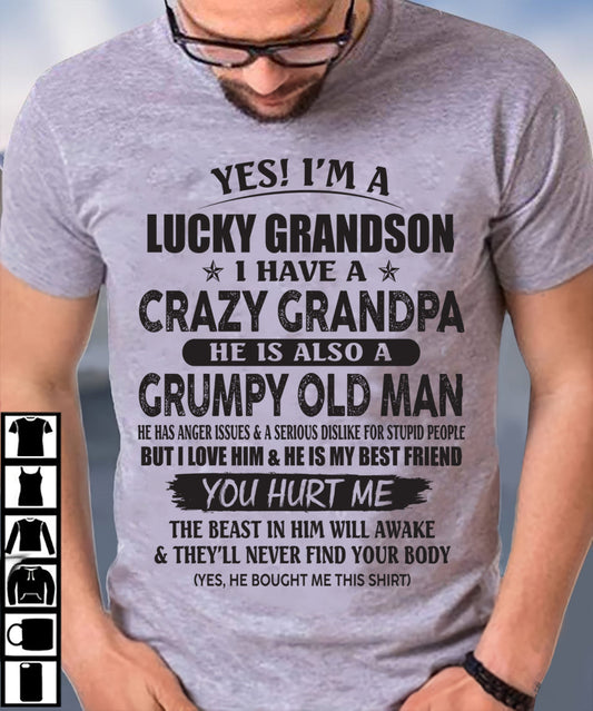 LUCKY GRANDSON OF CRAZY GRANDPA -  PERFECT GIFT FROM GRANDPA - NINA00 (SKU12-145-00)