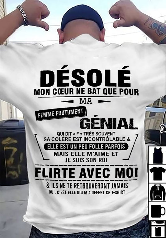 DÉSOLÉ, MON CŒUR NE BAT QUE POUR MA FEMME FOUTUMENT GÉNIALE —  DE SA FEMME - FR00 / NINA00 (SKU26T-01258-00)