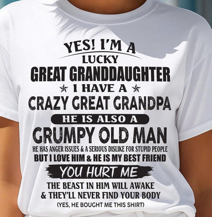 LUCKY GREAT GRANDDAUGHTER OF CRAZY GREAT GRANDPA - PERFECT GIFT FROM GREAT GRANDPA - NINA00 (SKU12-287-00)