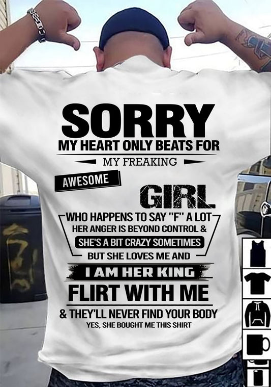 SORRY MY HEART ONLY BEATS FOR MY FREAKING AWESOME GIRL - FROM WIFE - NINA00 (SKU26T-01-59-00)